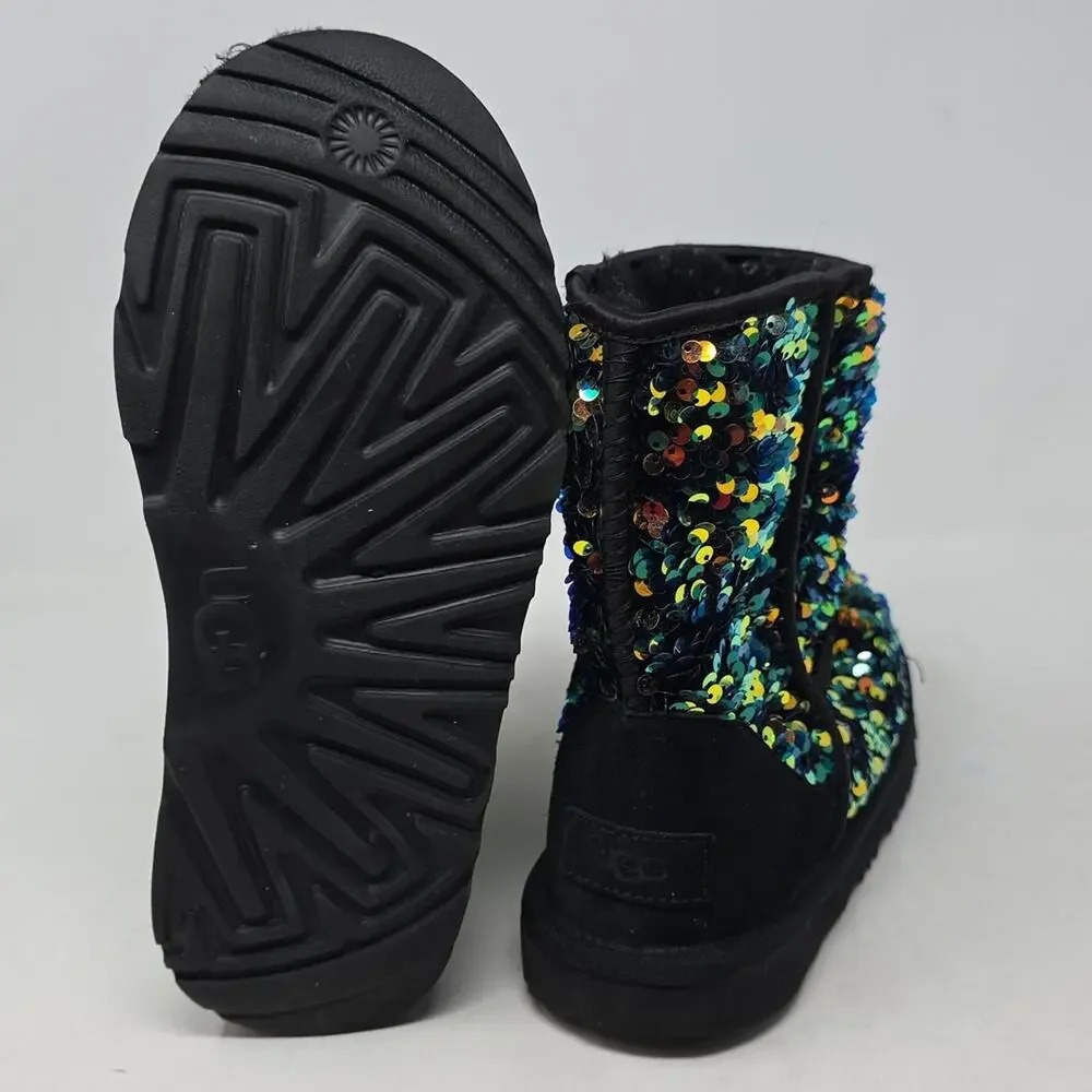 UGG Kids Sequin Black Boots Girls Size 4